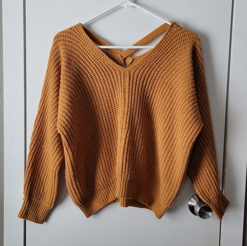 Forever 21 Mustard V-Neck Knit Sweater